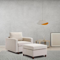 Ebern Designs Single Movable Ottoman for Modular Sectional Sofa Couch Cream
