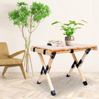 Himimi Folding Wooden Picnic Table With Carry Bag, Portable Roll Up Camping Table For Travelling, Beach, Patio, Garden,