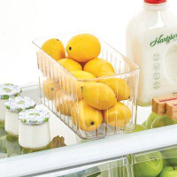 mDesign Rebrilliant Vented Fridge Storage Bin Basket For Fruit, Vegetables, 4 Pack - Clear