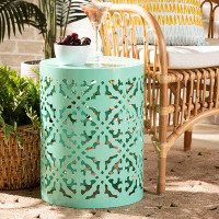 Charlton Home Amieva Modern And Contemporary Aqua Finished Metal Outdoor Side Table