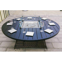 Bayou Breeze Flanagan 70.87" W Aluminum Propane Outdoor Fire Pit Table with Lid
