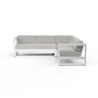 Sunset West Newport Sectional With Cushions In Cast Silver