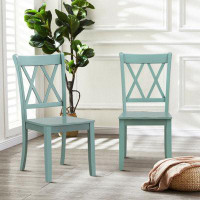 Longshore Tides Set Of 2 Cross Back Rubber Wood Dining Chairs