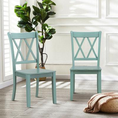 Longshore Tides Set Of 2 Cross Back Rubber Wood Dining Chairs in Chairs & Recliners