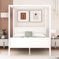 Red Barrel Studio Queen Size Canopy Platform Bed With Headboard And Footboard,Slat Support Leg