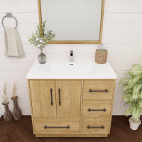 MEBO Victoria 36'' Left Drawer Freestanding Vanity with Reinforced Acrylic Sink
