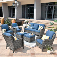 XIZZI Outdoor Wicker Furniture 7 Pieces Including Sofa Single Chair And Foot