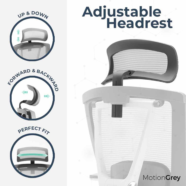 MotionGrey Cloud Mesh Series Executive Ergonomic Computer Desk Home Office Chair with 4D Armrest Lumbar Support- White in Chairs & Recliners - Image 4