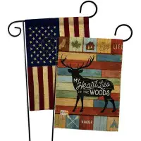 Breeze Decor My Heart Lies In The Woods Garden Flags Pack Lodge Outdoor Yard Banner 13 X 18.5 Inches Double-Sided Decora