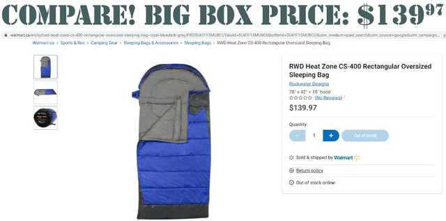 Rockwater Designs® Heat Zone CS250 Comfort Size Rectangular Sleeping Bag in Fishing, Camping & Outdoors - Image 2