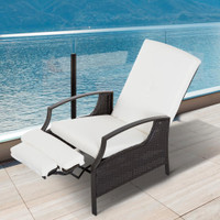 Wicker Adjustable Recliner Chair 37.75" x 26" x 38.5" White
