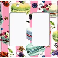 WorldAcc Metal Light Switch Plate Outlet Cover (Colourful Macaron Treat Pink Stripes  - Double Rocker)