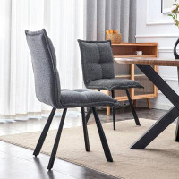 Hokku Designs Malva Tufted Linen Metal Full Back Side Chair