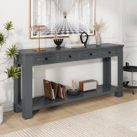 Latitude Run® Sofa Table with Storage Drawers and Bottom Shelf