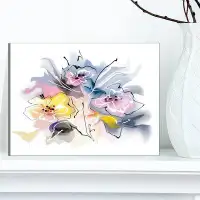 Design Art 'Textured Floral Drawing' Graphic Art Print on Wrapped Canvas