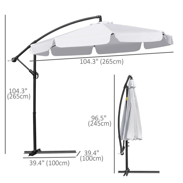 Cantilever Umbrella 8.7' x 8.7' x 8.7' White in Patio & Garden Furniture - Image 3