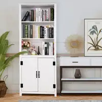Latitude Run® 71" Industrial Bookshelves Storage Bookcases With Doors 5 Shelf Display Storage Shelves Home Decor