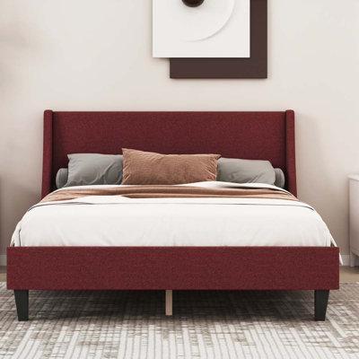 Ebern Designs Upholstered Platform Bed Frame with Adjustable Headboard in Beds & Mattresses