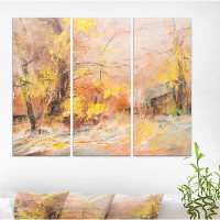 Made in Canada - East Urban Home 'Autumn in Golden Sunset' Oil Painting Print Multi-Piece Image on Wrapped Canvas