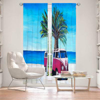 East Urban Home Lined Window Curtains 2-panel Set for Window Size by Markus Bleichner - Red Surf Bus II