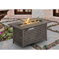 Lark Manor Outdoor Fire Table, Hand Painted Faux Grey Birch Fire Pit