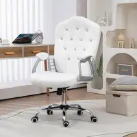 House of Hampton House of Hampton Home Office Chair, Velvet Computer Chair, Button Tufted Desk Chair With Swivel Wheels,
