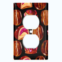 WorldAcc Metal Light Switch Plate Outlet Cover (Coffee Beans Candy Treat Black - Single Duplex)