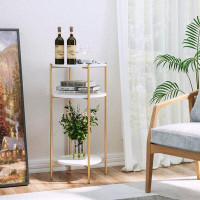Everly Quinn Everly Quinn Round End Table, 3-tier Side Table Accent Table With Detachable Linen Basket And 2 Tier Storag