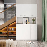 Latitude Run® Tall Wardrobe Cabinet, With 6-Doors, 1-Open Shelves And 5-Drawer