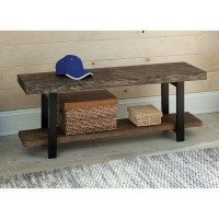 17 Stories Modern Industrial Style Wood And Metal Accent Bench