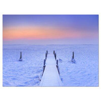 Made in Canada - Design Art Jetty in Frozen Lake Netherlands - Wrapped Canvas Photograph Print
