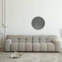 MABOLUS 118.11" Gray Cotton and Linen Modular Sofa cushion couch