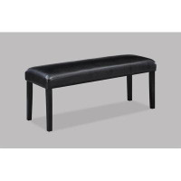 Red Barrel Studio 1Pc Contemporary Style Black Faux Leather Upholstery Dining Bench Tapered Legs Wooden Dining Room Furn