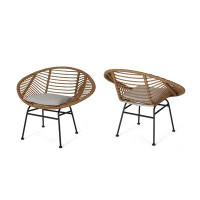George Oliver Engle Outdoor Woven Patio Chair with Cushions