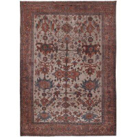 OAKRugs by Chelsea One-of-a-Kind Hand-Knotted Before 1900 Red/Beige/Navy 9'10" x 12'5" Wool Area Rug