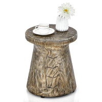 Loon Peak Weather Resident Rock End Table With Wood Grain For Living Room