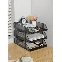Inbox Zero Office Desk Organizer Shelf, Document Storage Box, Multi-Layer File Rack