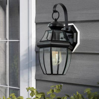 Williston Forge 1-light Brass Outdoor Wall Lantern Sconce With Clear Glass Panes