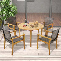 Red Barrel Studio Tieron Round 4 - Person 44'' L Outdoor Restaurant Dining Set — Outdoor Tables & Table Components: From