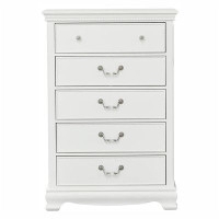 Alcott Hill Classic Traditional Style White Finish 1Pc Chest Of 5X Dovetail Drawers Wooden Bedroom Furniture