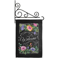 Breeze Decor Welcome Blooming - Impressions Decorative Metal Fansy Wall Bracket Garden Flag Set GS100060-BO-03