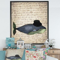 Made in Canada - East Urban Home 'Old Style Whale with Hat' - Picture Frame Print on Canvas