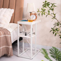Latitude Run® Latitude Run® C Shaped End Table With Charging Station, Small Side Tables For Living Room Bedroom, Sofa Ta