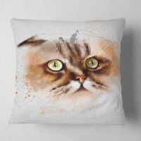 East Urban Home Animal Cute Cat Watercolor Sketch Pillow