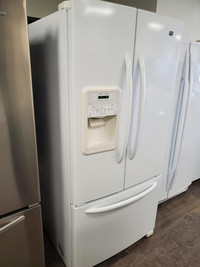 White Maytag fridge French door, 6 months warranty on cooling system