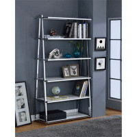 Latitude Run® Aspelare Bookshelf In White High Gloss & Chrome