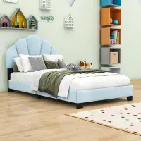 Latitude Run® Twin Upholstered Platform Bed with Shell-Shaped Headboard