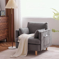Latitude Run® Modern Fabric Armchair with Solid Wooden Feet and 2 Pillows