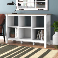 Laurel Foundry Modern Farmhouse Huckins 6 Cube Bookcase In Pure White and Shiplap Gray