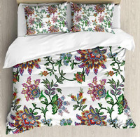 Floral Duvet Cover Set By Ambesonne, QUEEN size